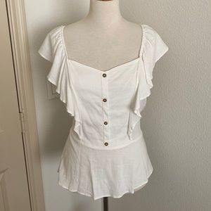White Blouse Flutter sleeve